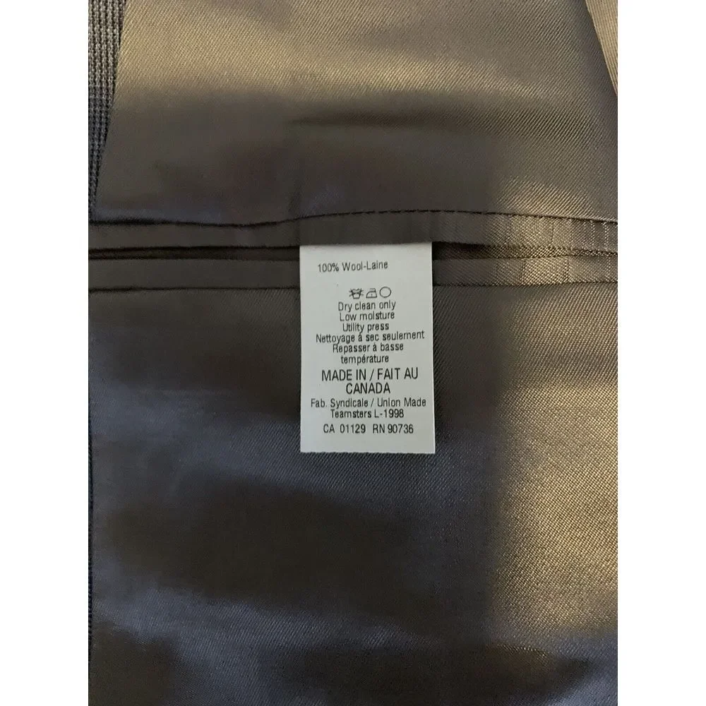Ralph Lauren 46R Gray Suit Jacket 100%‎ Woolaine 90736.